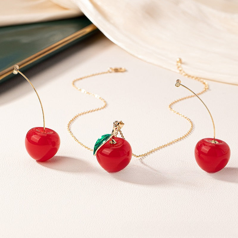 Wholesale High-grade Cherry Cherry Environmentally Friendly Acrylic Fruit Necklace Set